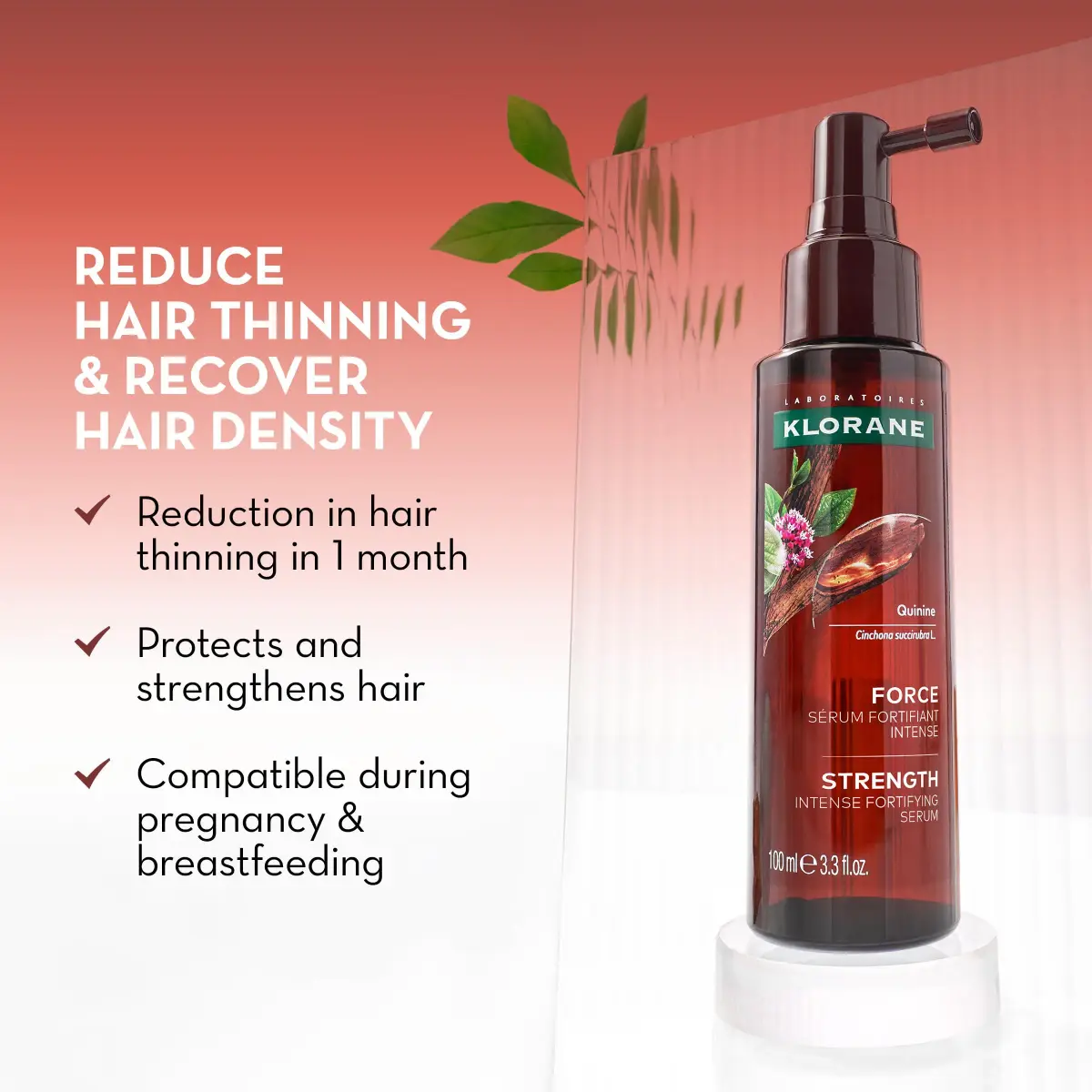Klorane Thickening Hair Serum with Quinine & Biotin 100ml (3.3 Fl Oz) | Clinically Proven Hair Thinning Treatment - view 2