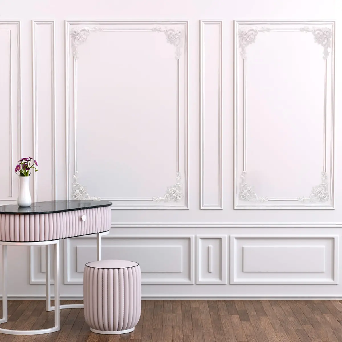 Pangda French Style Rose Corner Wall Molding Panels 13cm (5.12 inches) | Decorative PU Trim for Cabinets & Frames - view 5