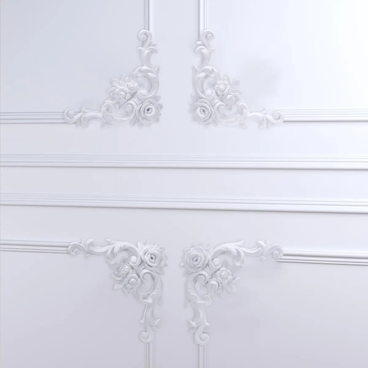 Pangda French Style Rose Corner Wall Molding Panels 13cm (5.12 inches) | Decorative PU Trim for Cabinets & Frames - view 3