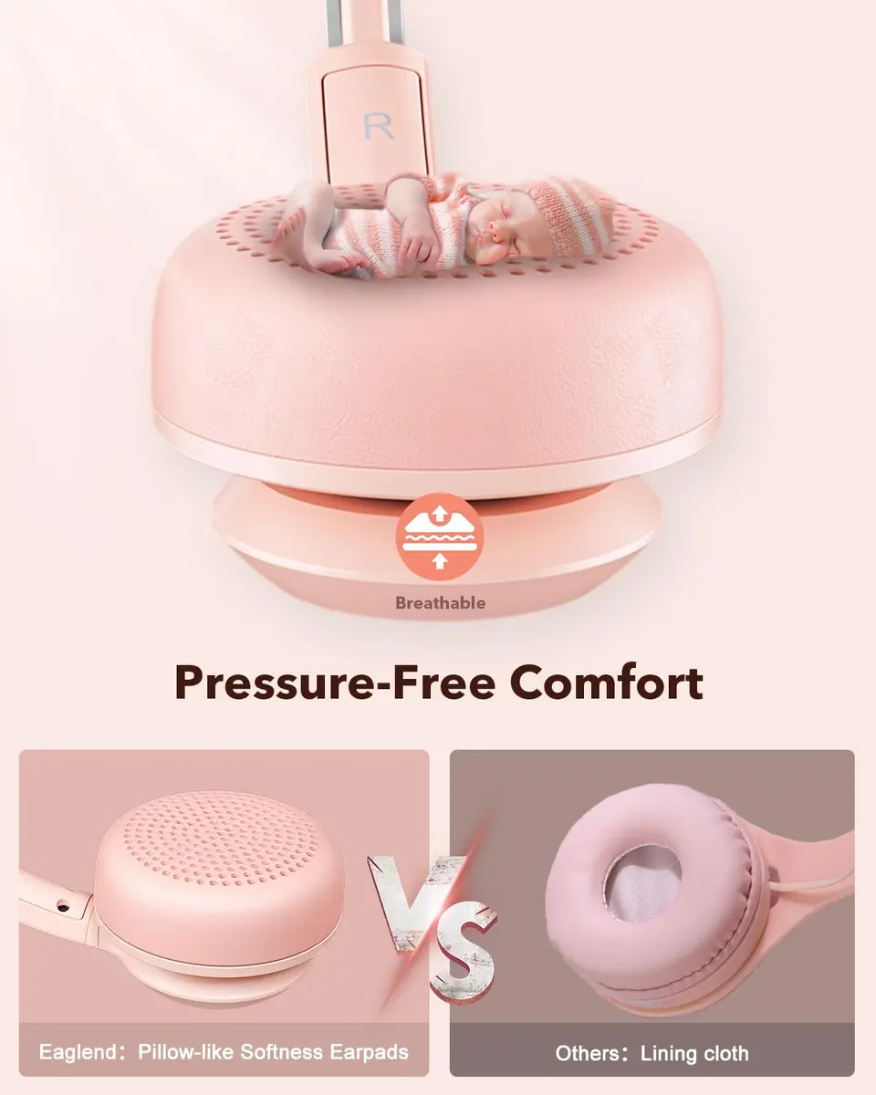 JIAMQISHI USB Headset with Microphone for PC, On-Ear Headphones, Noise Cancelling Mic, Pink | All-Day Comfort & Clear Sound - view 3