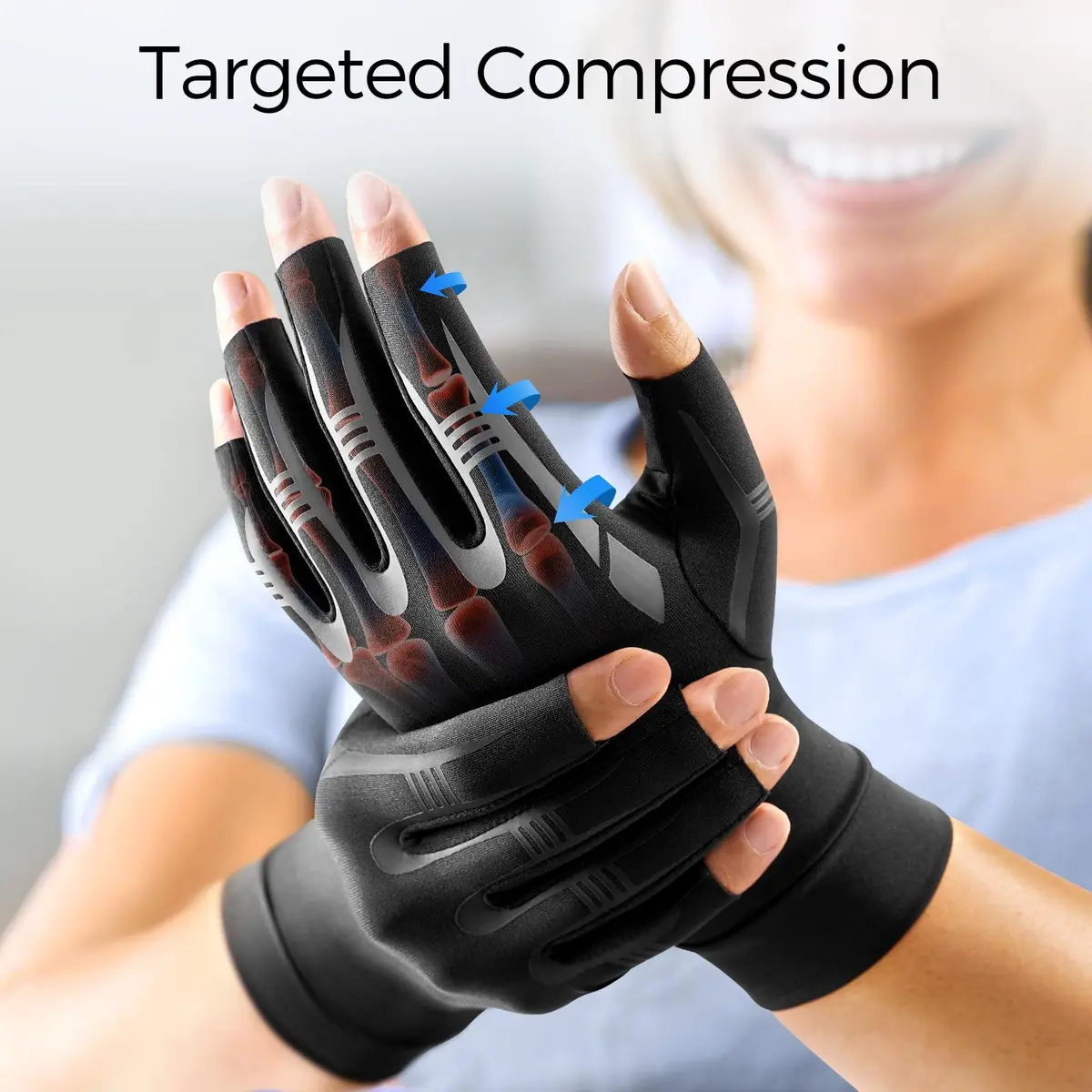 FREETOO All-Around Compression Arthritis Gloves for Women Men for Pain | Wrist & Finger Support with Breathable Lycra (70-120 chars) - view 3