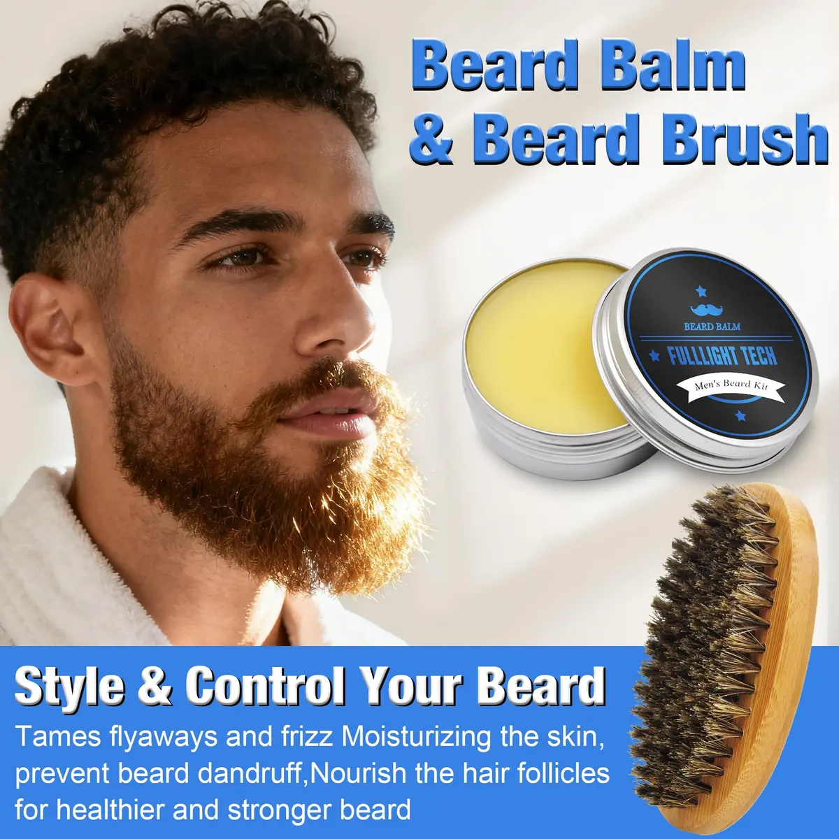 FULLLIGHT TECH Beard Grooming Kit 5 Fl Oz | Nourishing Beard Oil & Vanilla Wash for Men - view 6