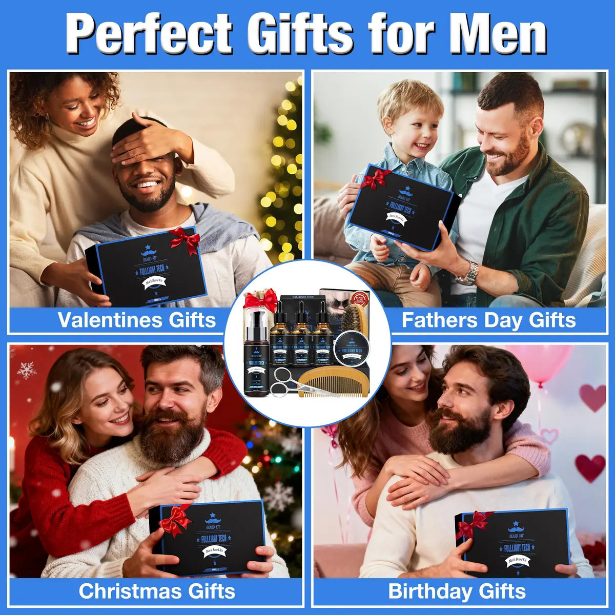 FULLLIGHT TECH Beard Grooming Kit 5 Fl Oz | Nourishing Beard Oil & Vanilla Wash for Men - view 2