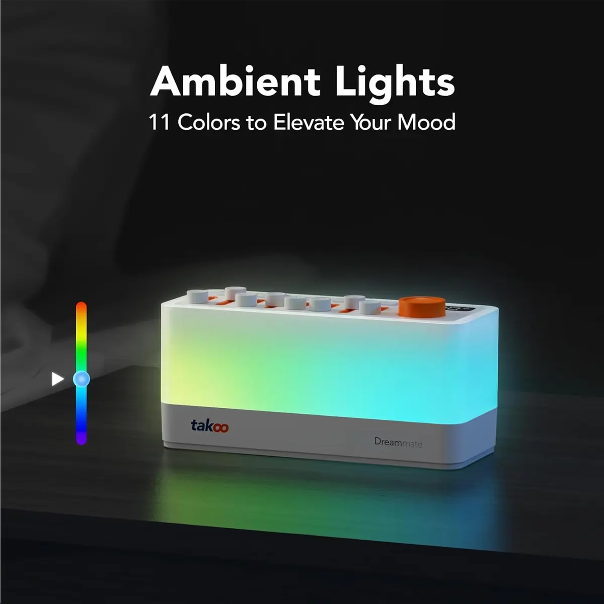 TAKOO 3-in-1 Sleep Sound Machine & Bluetooth Speaker with 12-Color Night Light, 485g (0.485kg) - view 5