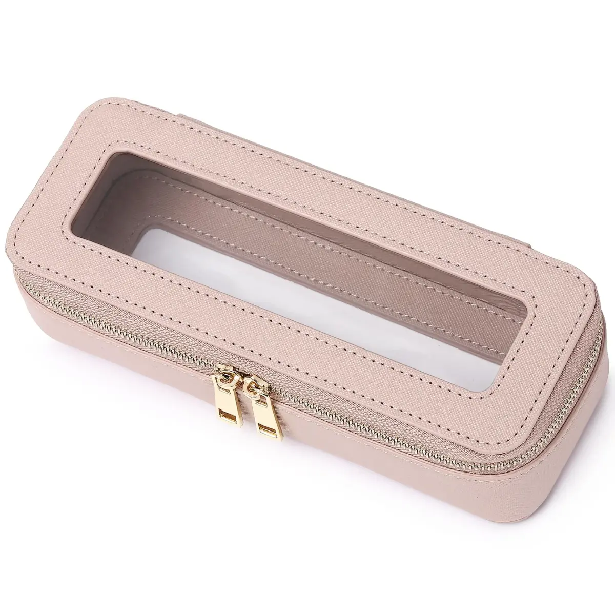 Pinkmik SLIM B/Pink Clear Makeup Brush Case - TSA Approved Travel Cosmetic Bag - main product image