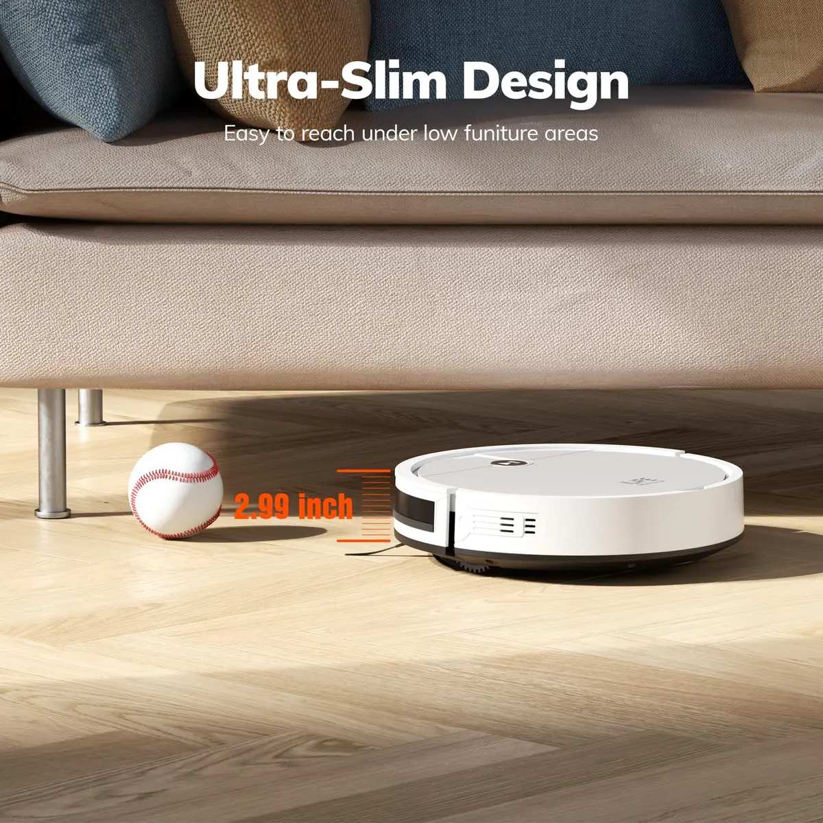 ILIFE V2 Robot Vacuum Cleaner 2.99-inch Slim, Tangle-Free Suction, White | Ideal for Hard Floors & Pet Hair - view 6