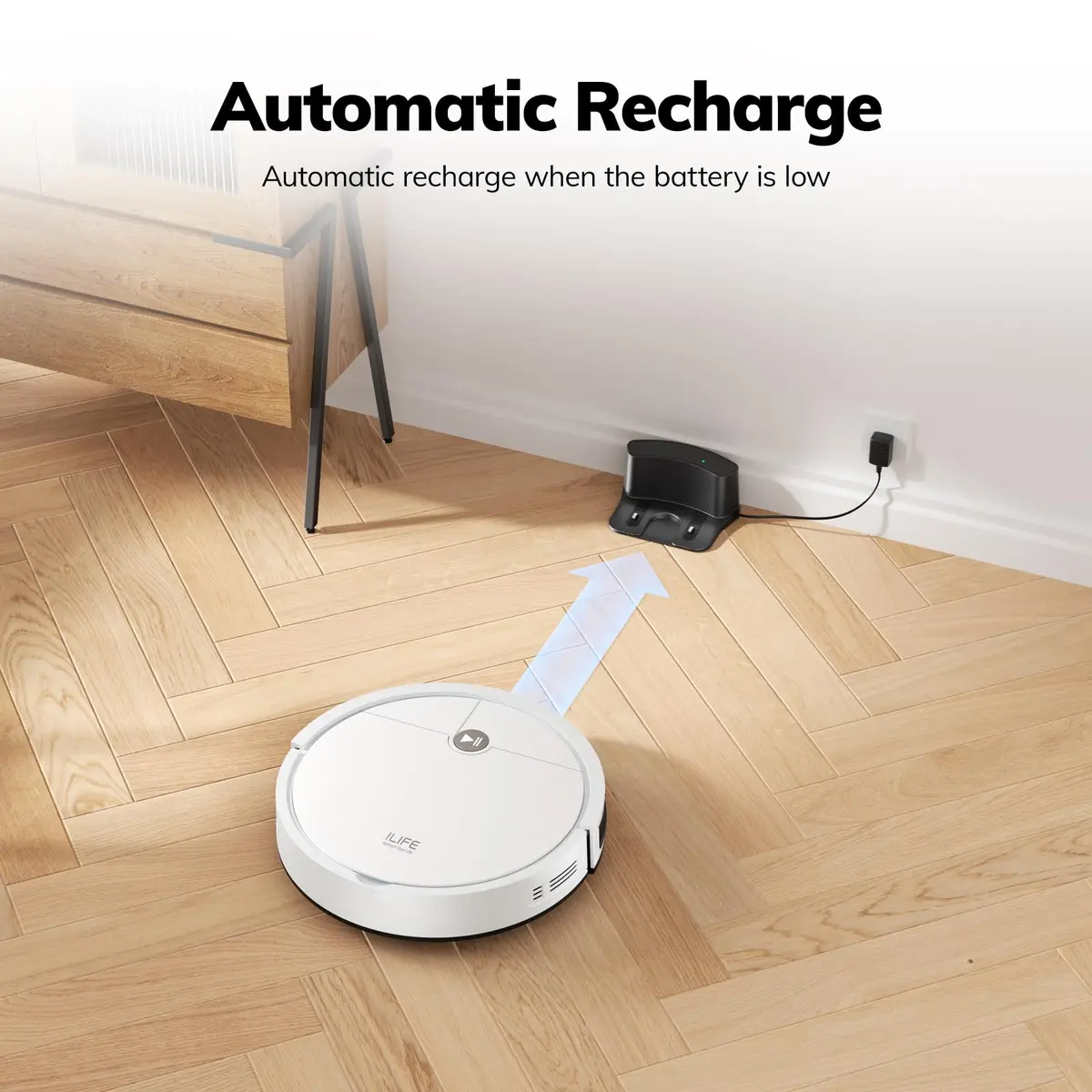 ILIFE V2 Robot Vacuum Cleaner 2.99-inch Slim, Tangle-Free Suction, White | Ideal for Hard Floors & Pet Hair - view 9