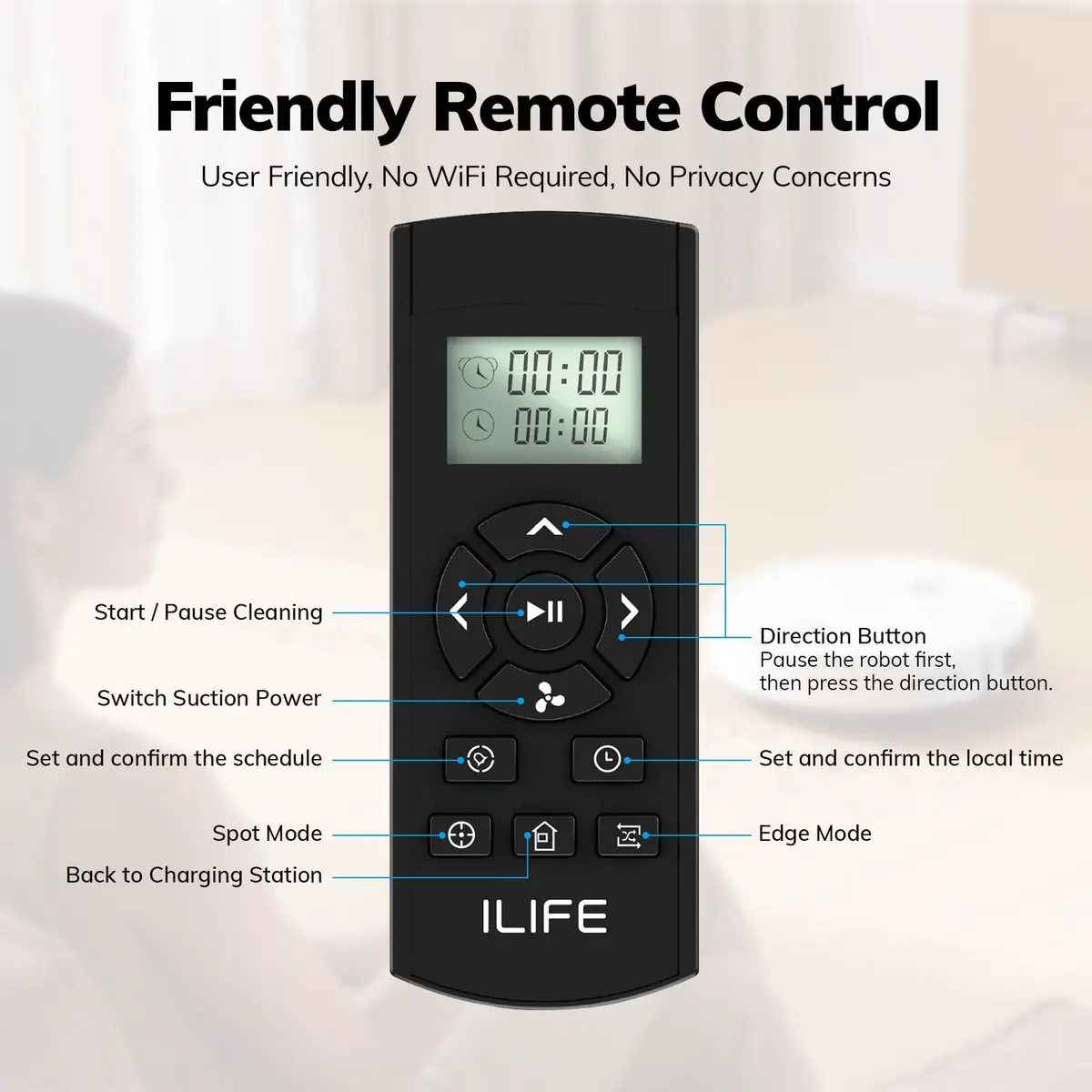 ILIFE V2 Robot Vacuum Cleaner 2.99-inch Slim, Tangle-Free Suction, White | Ideal for Hard Floors & Pet Hair - view 3