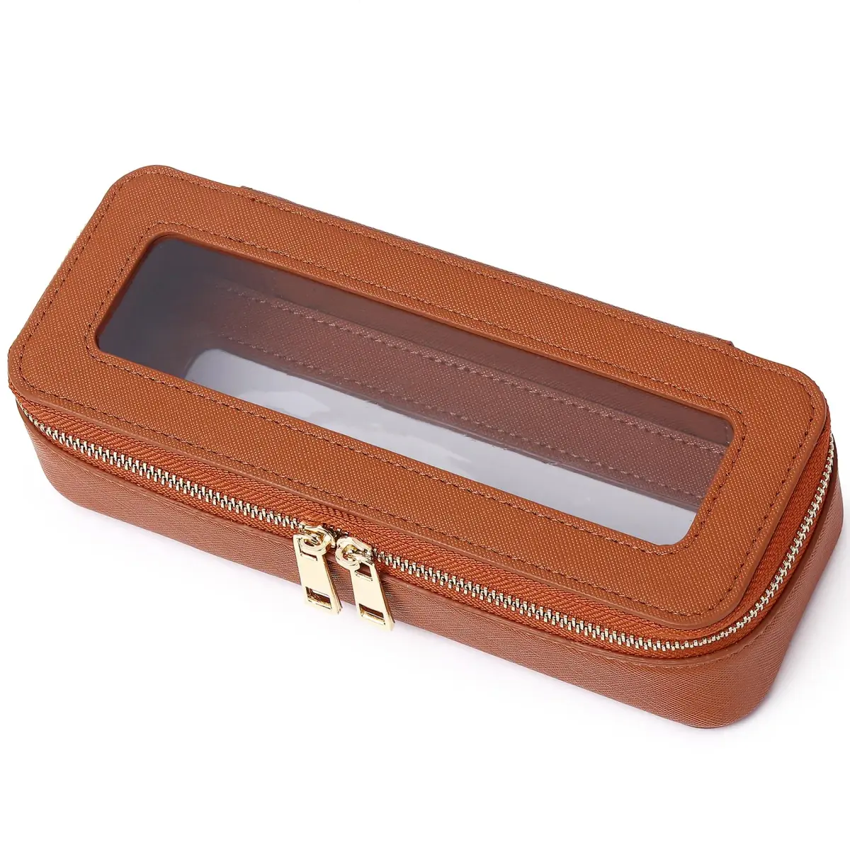 Pinkmik B/Brown Slim Makeup Brush Case - TSA Approved Travel Cosmetic Organizer - main product image