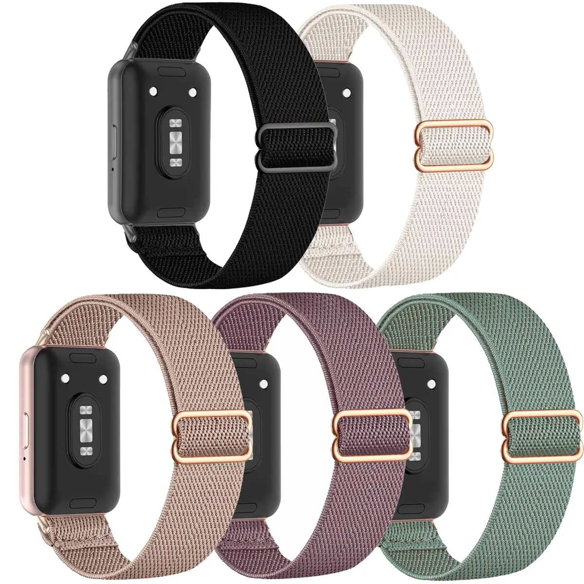 CUNUJIX 5 Pack Stretchy Watch Bands Compatible with Samsung Galaxy Fit 3 | Loop Nylon Elastic Fabric Strap for Samsung Galaxy Fit 3 SM-R390 - main product image