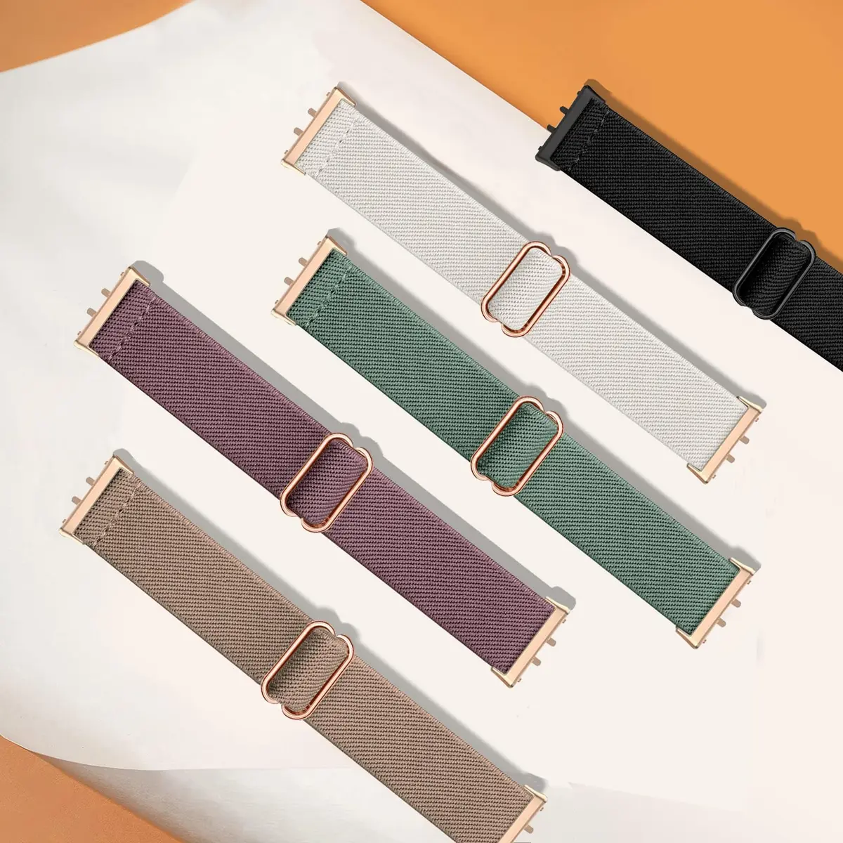 CUNUJIX 5 Pack Stretchy Watch Bands Compatible with Samsung Galaxy Fit 3 | Loop Nylon Elastic Fabric Strap for Samsung Galaxy Fit 3 SM-R390 - view 2