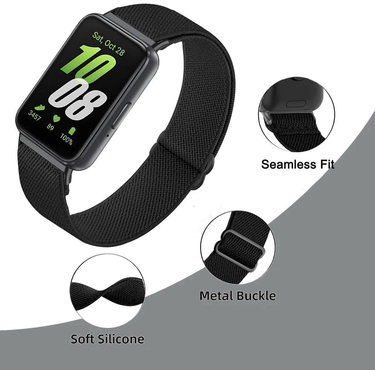 CUNUJIX 5 Pack Stretchy Watch Bands Compatible with Samsung Galaxy Fit 3 | Loop Nylon Elastic Fabric Strap for Samsung Galaxy Fit 3 SM-R390 - view 3