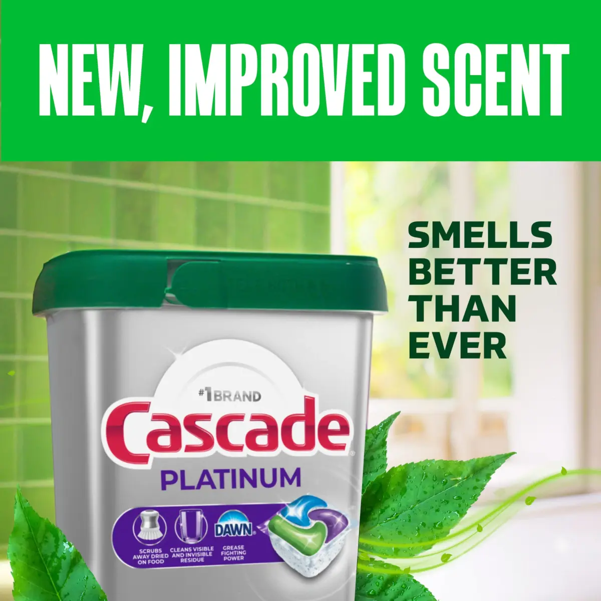 Cascade Platinum Dishwasher Pods Fresh Scent 71 Count (2.81 lb / 1.27 kg) | Powerful Cleaning with Dawn & Enzymes - view 7