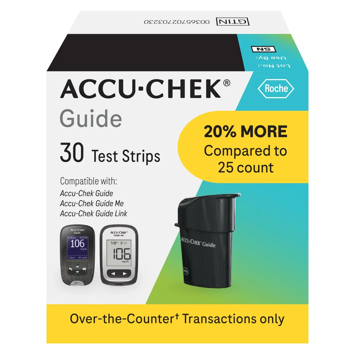 Accu-Chek Guide Glucose Test Strips 30 Count | Fast, Accurate Blood Sugar Monitoring - main product image