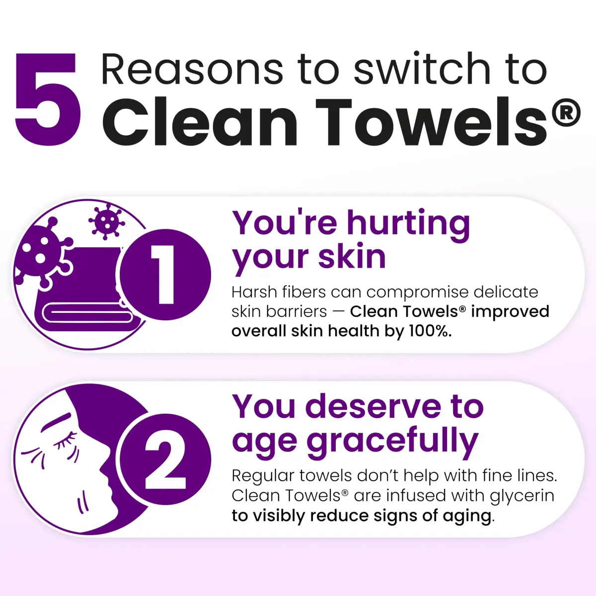 CLEAN SKIN CLUB Healthy Aging Clean Towels XL 50 Count | Clinically Shown to Reduce Fine Lines & Wrinkles - view 4