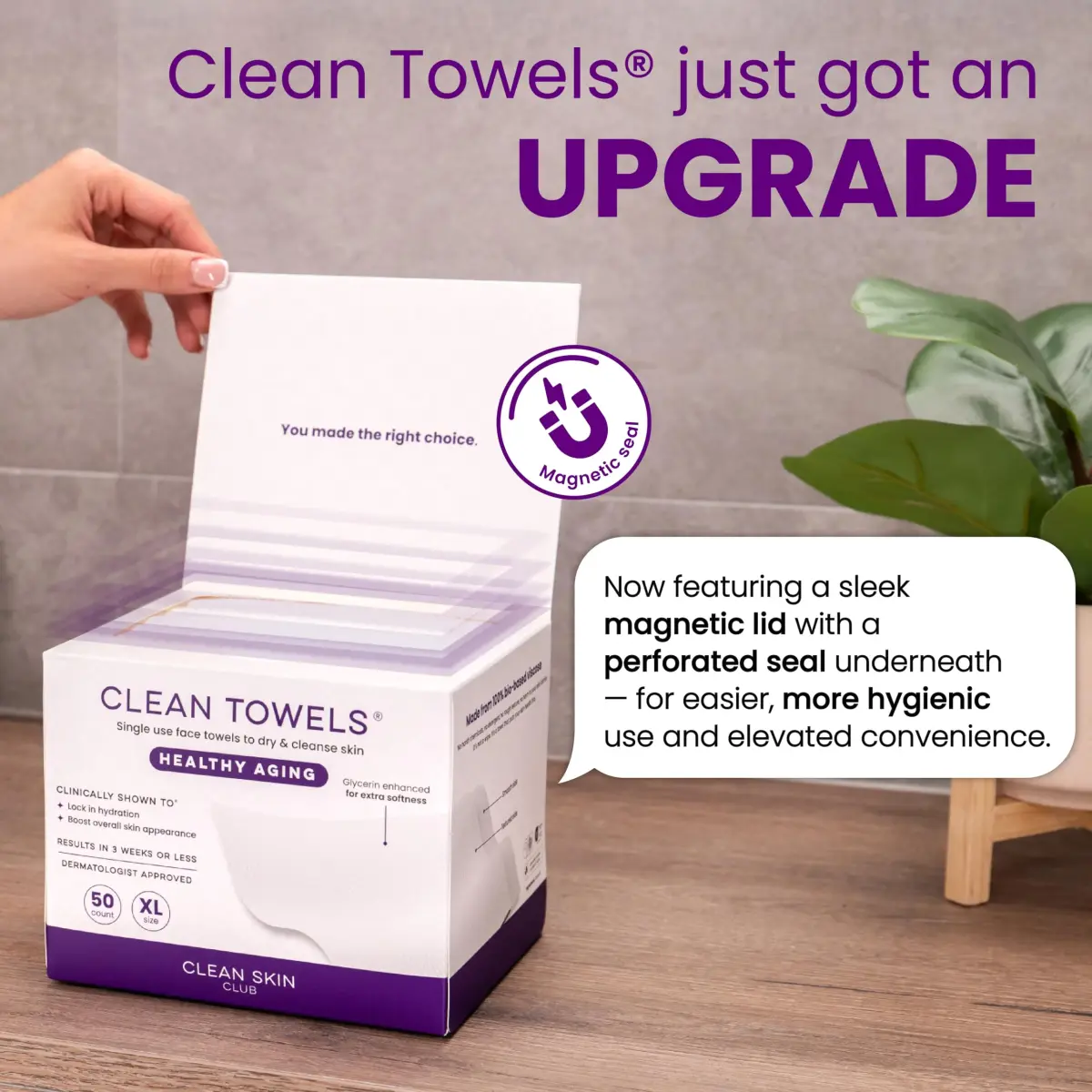 CLEAN SKIN CLUB Healthy Aging Clean Towels XL 50 Count | Clinically Shown to Reduce Fine Lines & Wrinkles - view 7