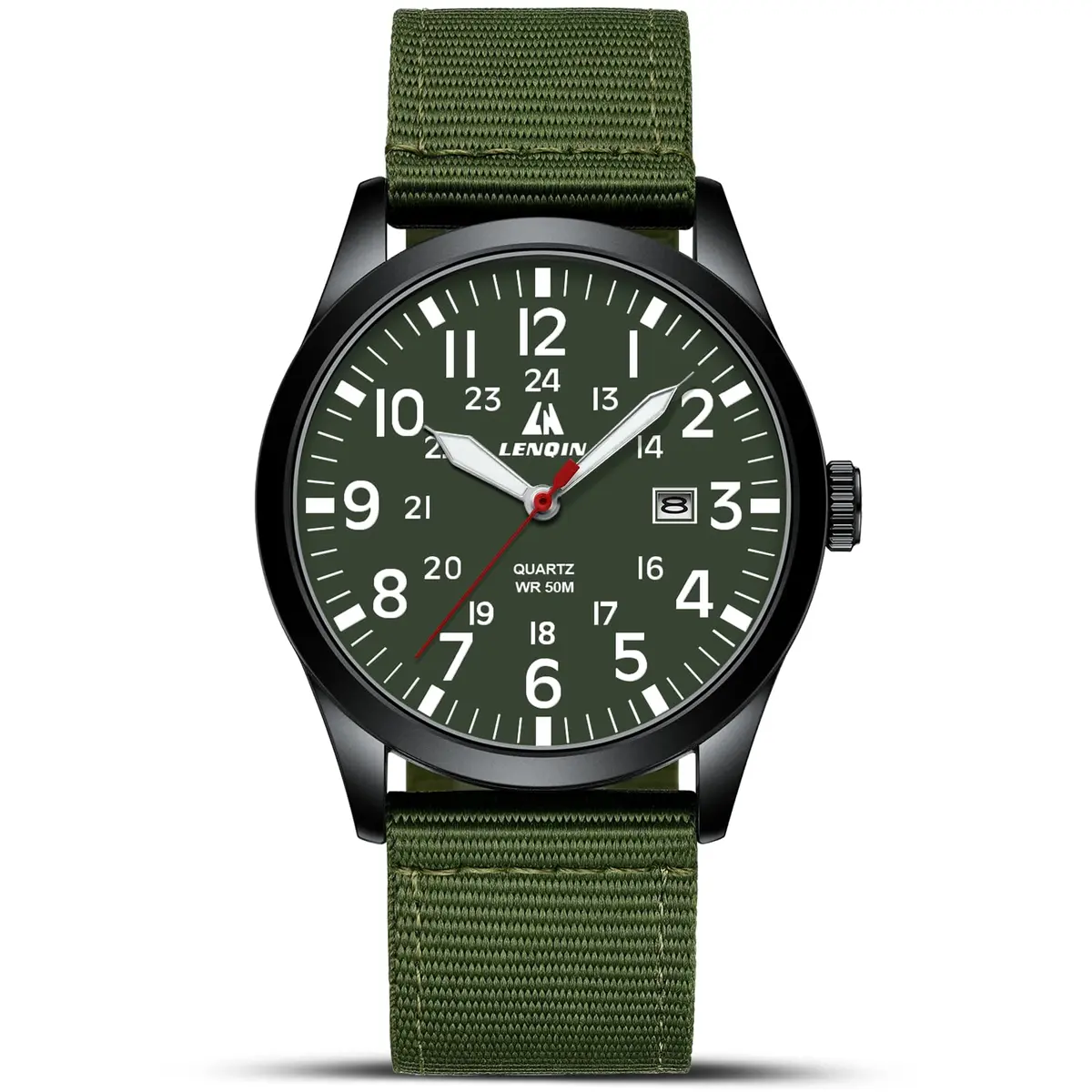 LN LENQIN Mens Military Sport Analog Quartz Watch 42mm Waterproof 3ATM | Stylish Tactical Timepiece for Men - main product image