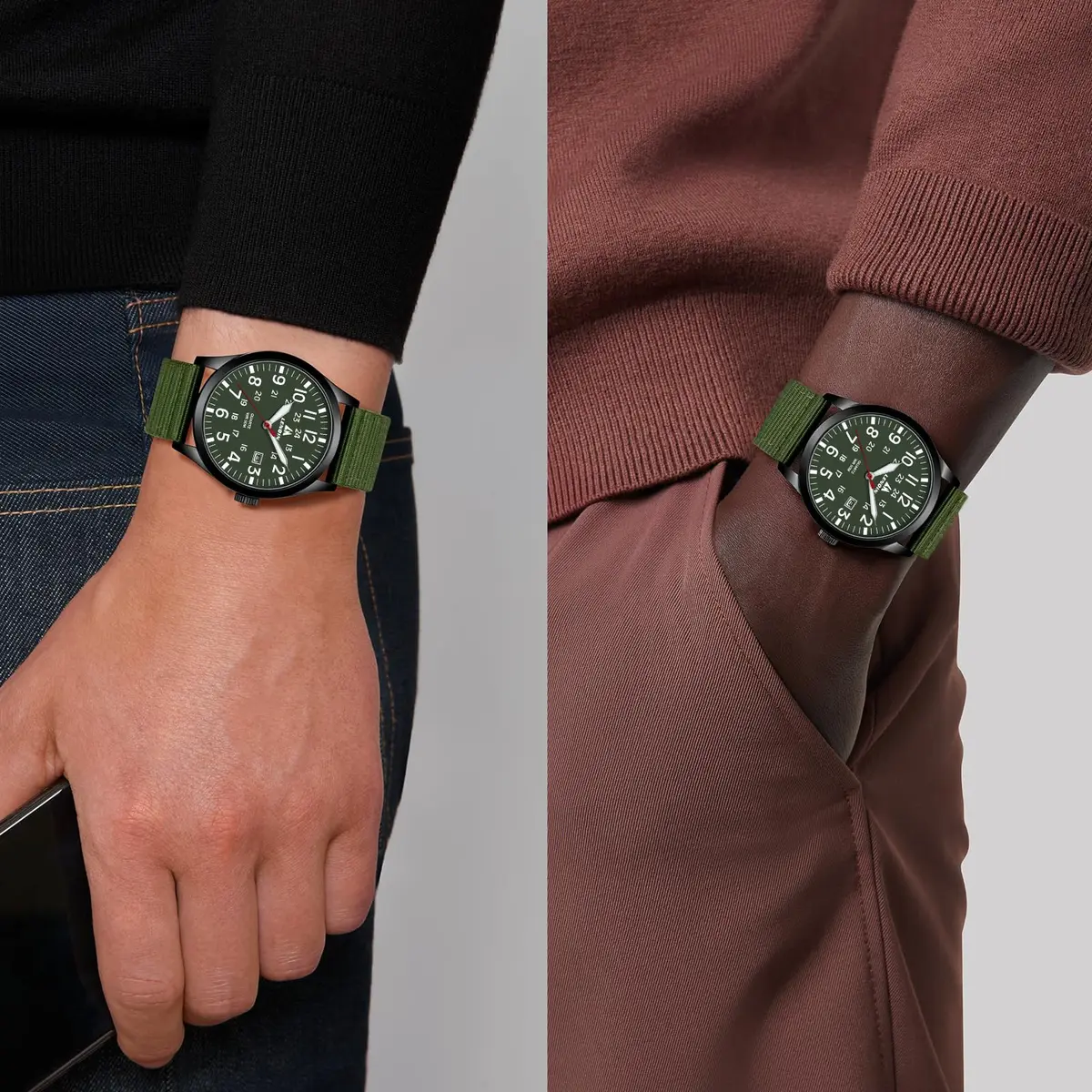 LN LENQIN Mens Military Sport Analog Quartz Watch 42mm Waterproof 3ATM | Stylish Tactical Timepiece for Men - view 6