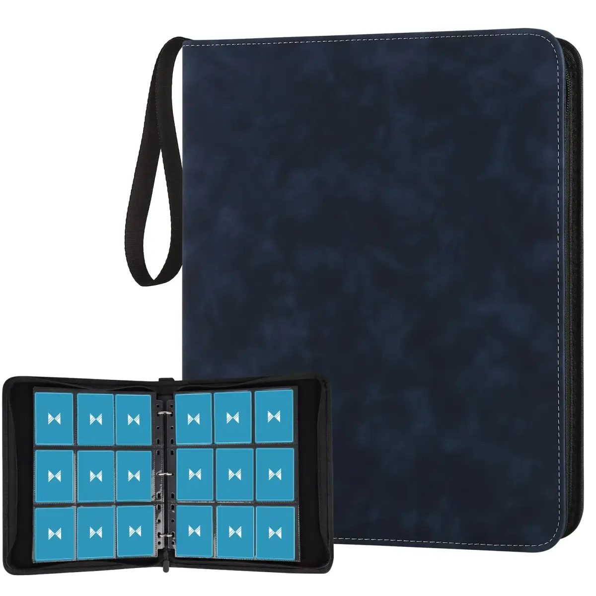 GERMUN 9 Pocket Zipper Card Binder with 40 Pages, 720 Double Sided Standard Card Album Folder (Dark Blue) - main product image