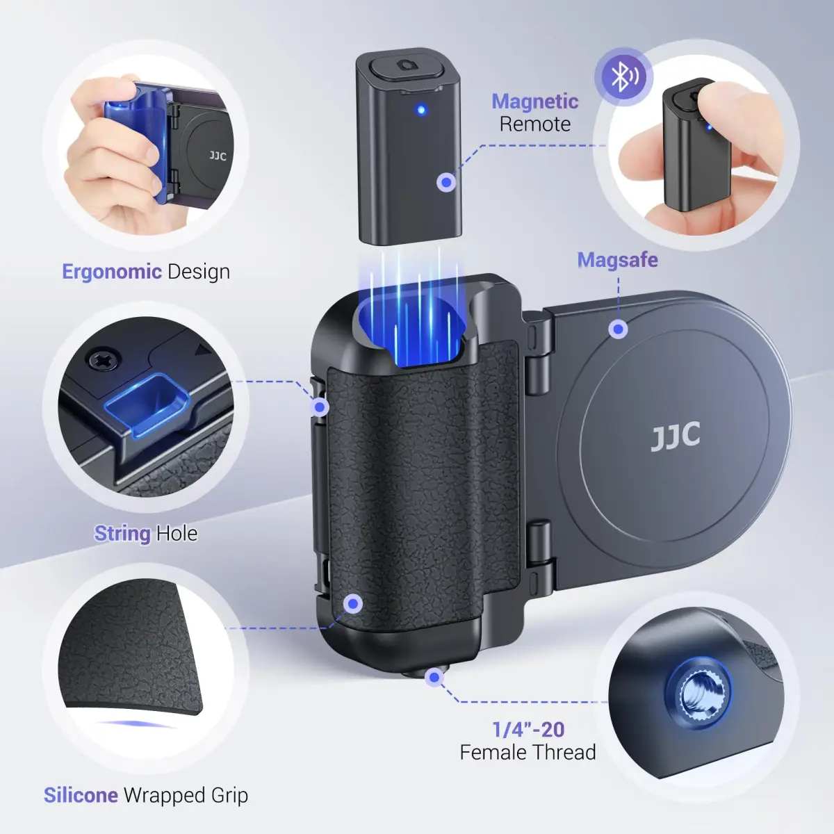 JJC 67mm Magnetic Filter Mount + Snap Grip Set for iPhone 16/15/14 Pro/Pro Max/Plus | Universal Phone Lens Adapter with Cold Shoe & 1/4" Mount - view 7