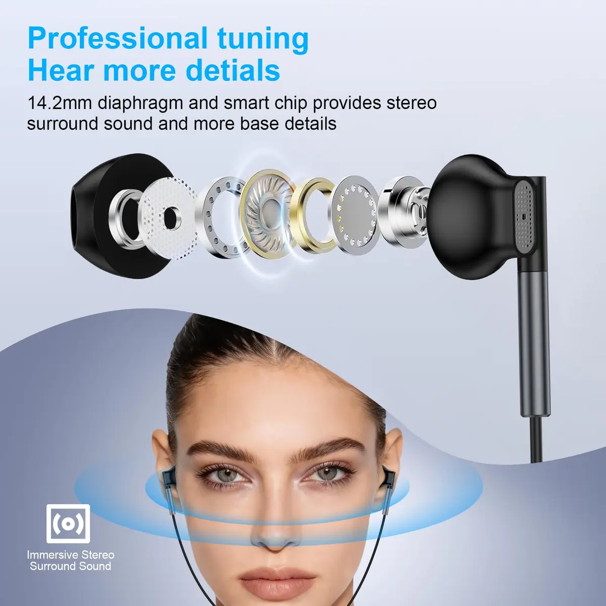 VIFIGEN USB C Wired Earbuds with Microphone | HiFi Stereo Sound, Noise Isolation, 1.2m (4ft) Cable - view 9