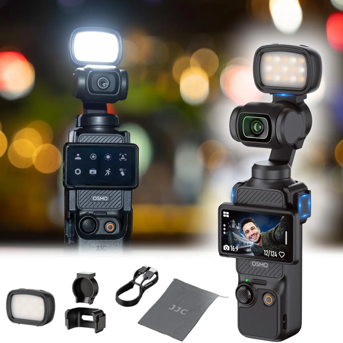 JJC Pocket 3 LED Light for DJI Osmo Pocket 3 & Muse, Magnetic Mini Video Light with 3 Color Modes & 3 Brightness Levels, 15g Lightweight, USB-C Rechargeable - main product image