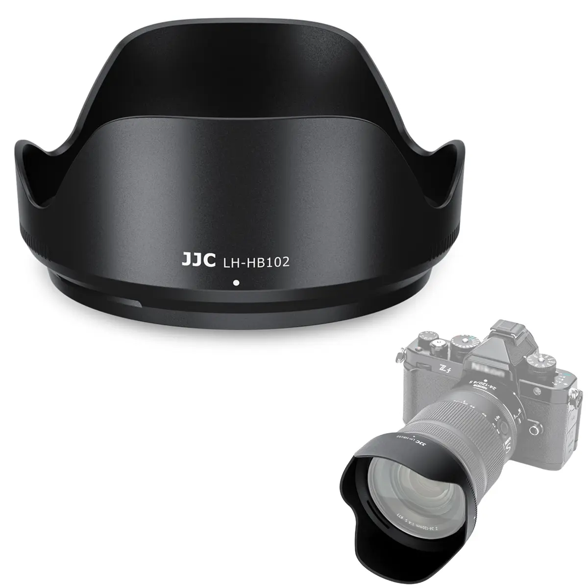 JJC HB-102 Lens Hood for Nikon Z 24-120mm f4 S & 28-400mm f4-8 VR Lenses | Reversible Bayonet Mount Shade - main product image