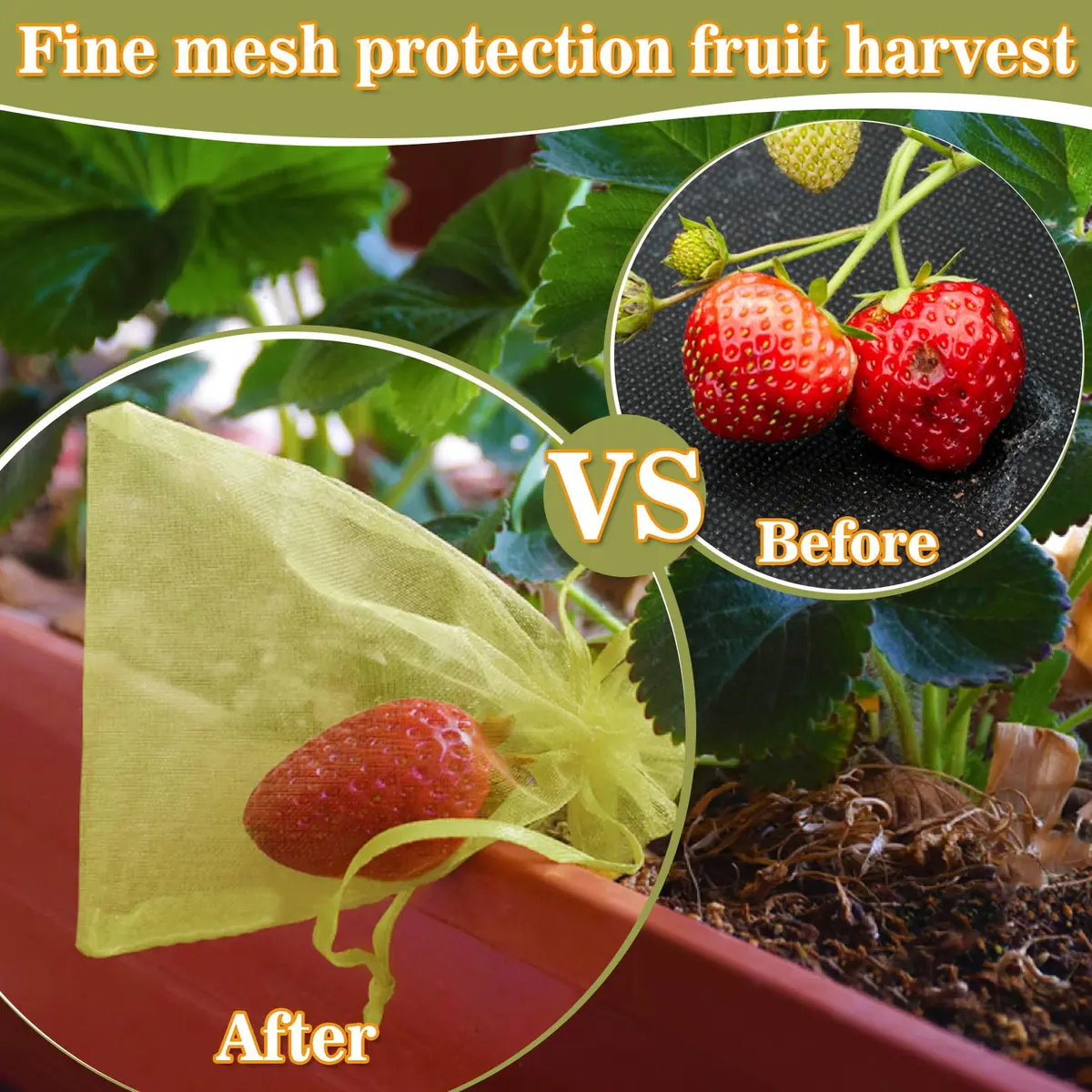 Sukh 100PCS Fruit Protection Bags 6"x8" | Mesh Organza Fruit Nets for Tree & Vegetables - view 5