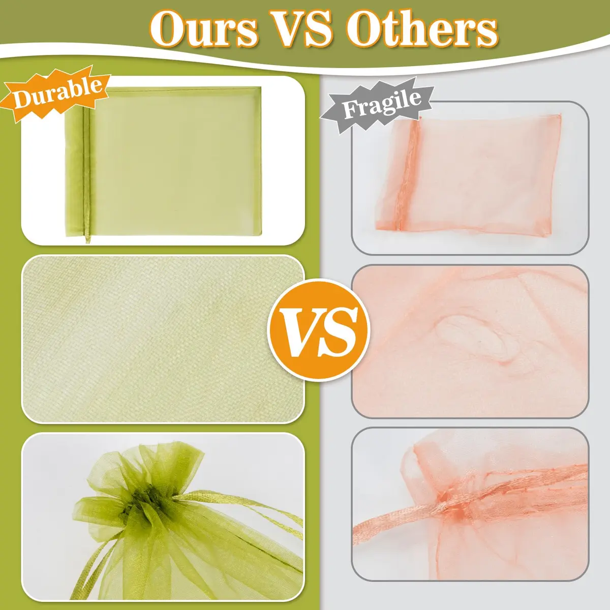 Sukh 100PCS Fruit Protection Bags 6"x8" | Mesh Organza Fruit Nets for Tree & Vegetables - view 3