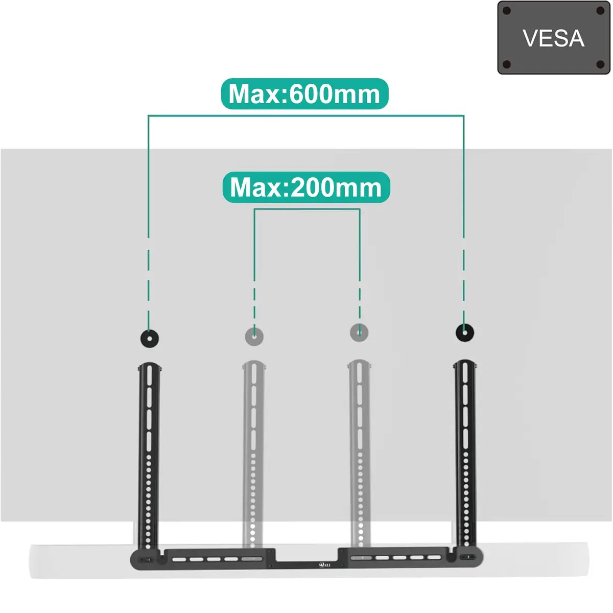 WALI Sonos Arc TV Mount for Sonos Arc & Sonos Arc Ultra, Black | Heavy Duty Wall Mount up to 10kg - view 6