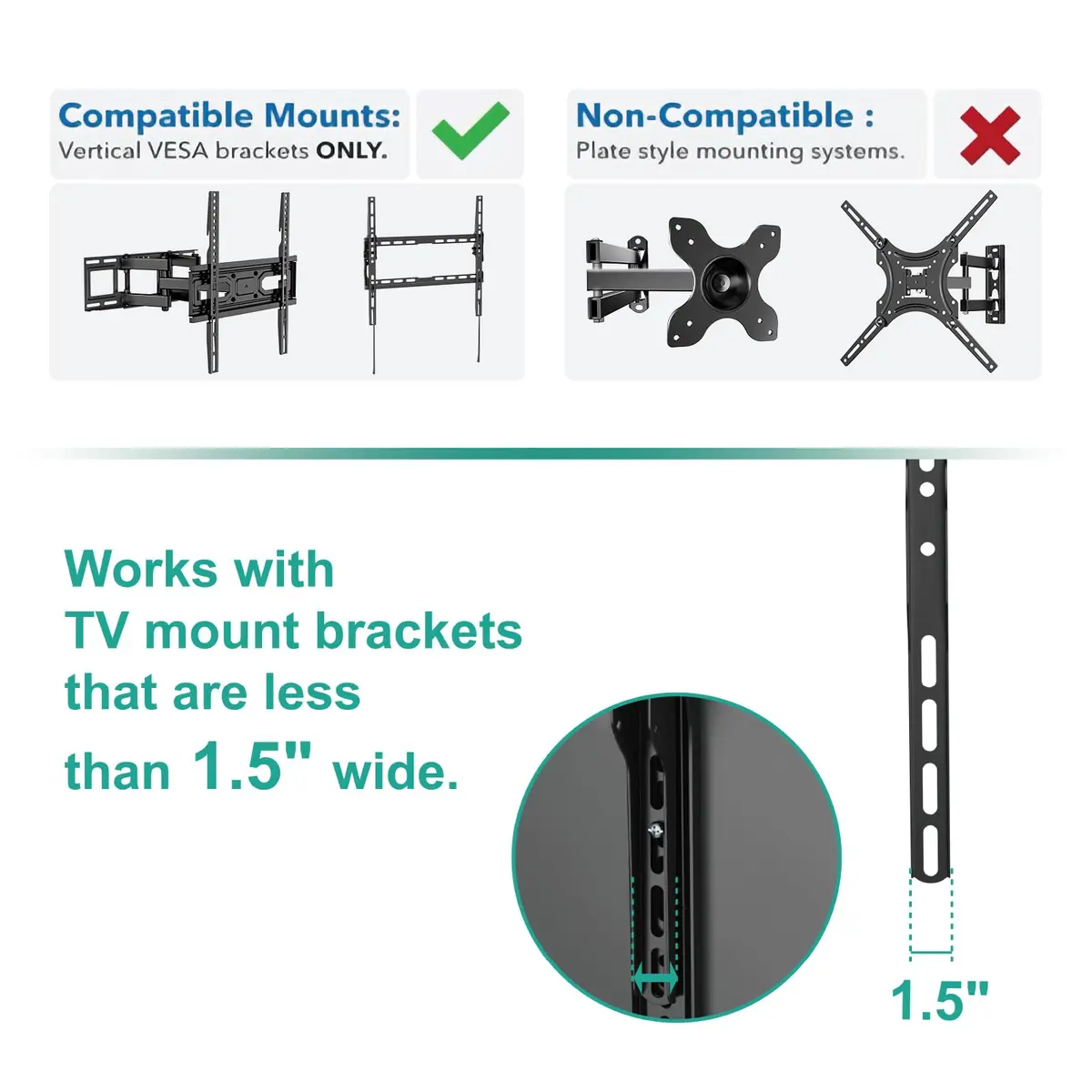 WALI Sonos Arc TV Mount for Sonos Arc & Sonos Arc Ultra, Black | Heavy Duty Wall Mount up to 10kg - view 7