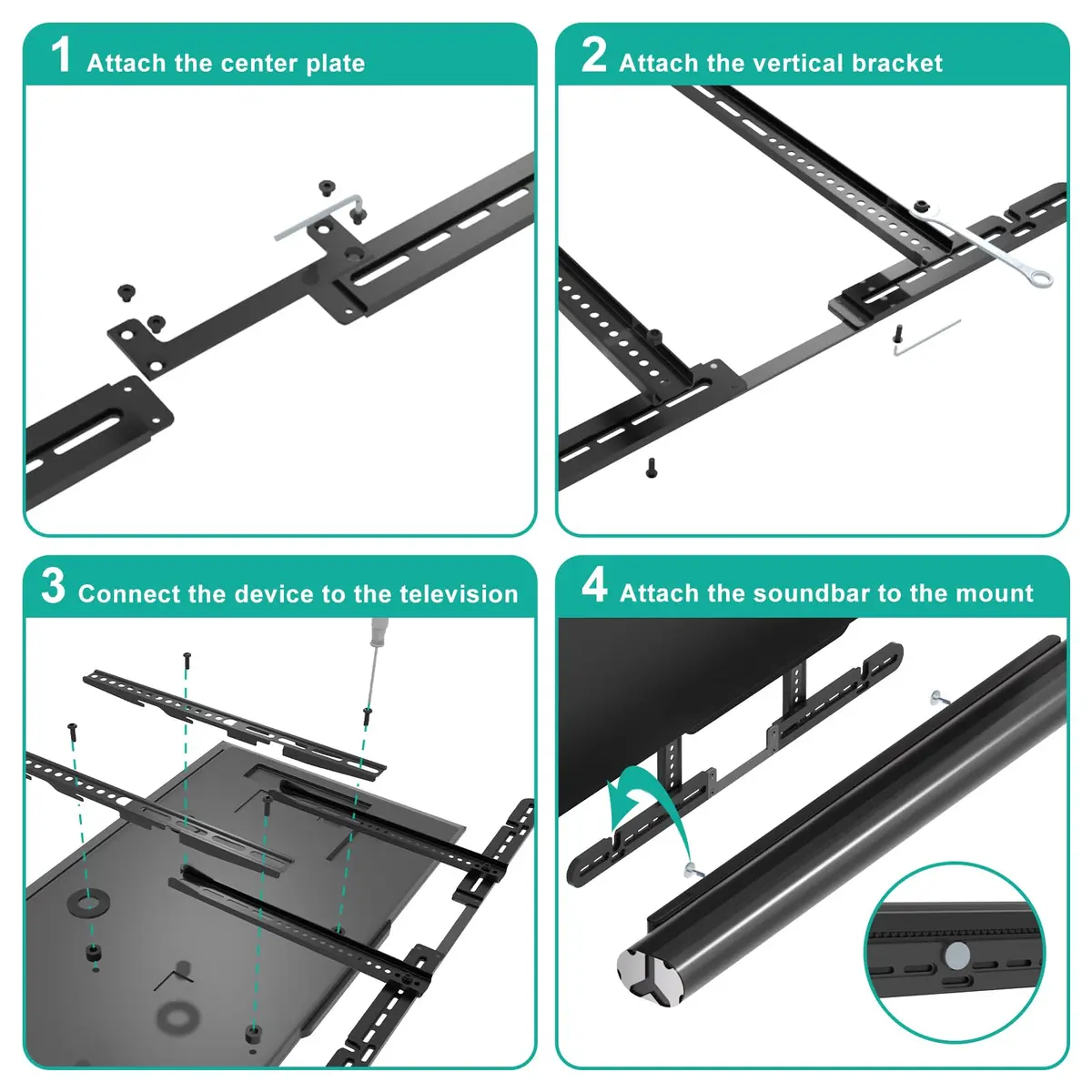 WALI Sonos Arc TV Mount for Sonos Arc & Sonos Arc Ultra, Black | Heavy Duty Wall Mount up to 10kg - view 8