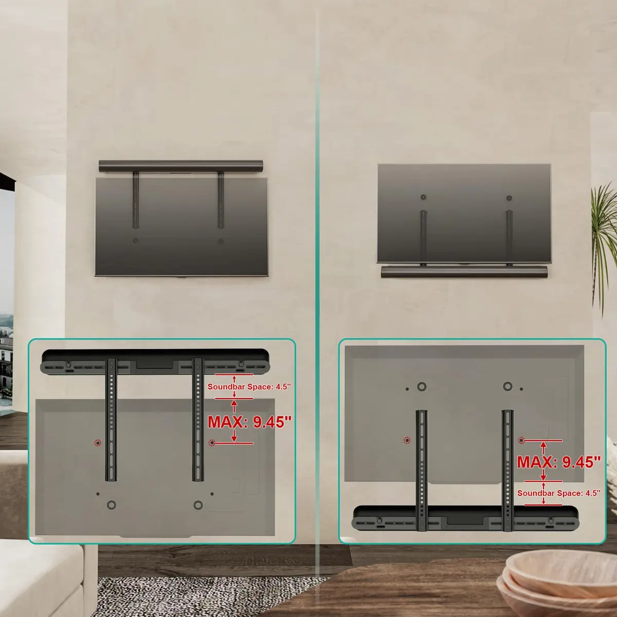 WALI Sonos Arc TV Mount for Sonos Arc & Sonos Arc Ultra, Black | Heavy Duty Wall Mount up to 10kg - view 3