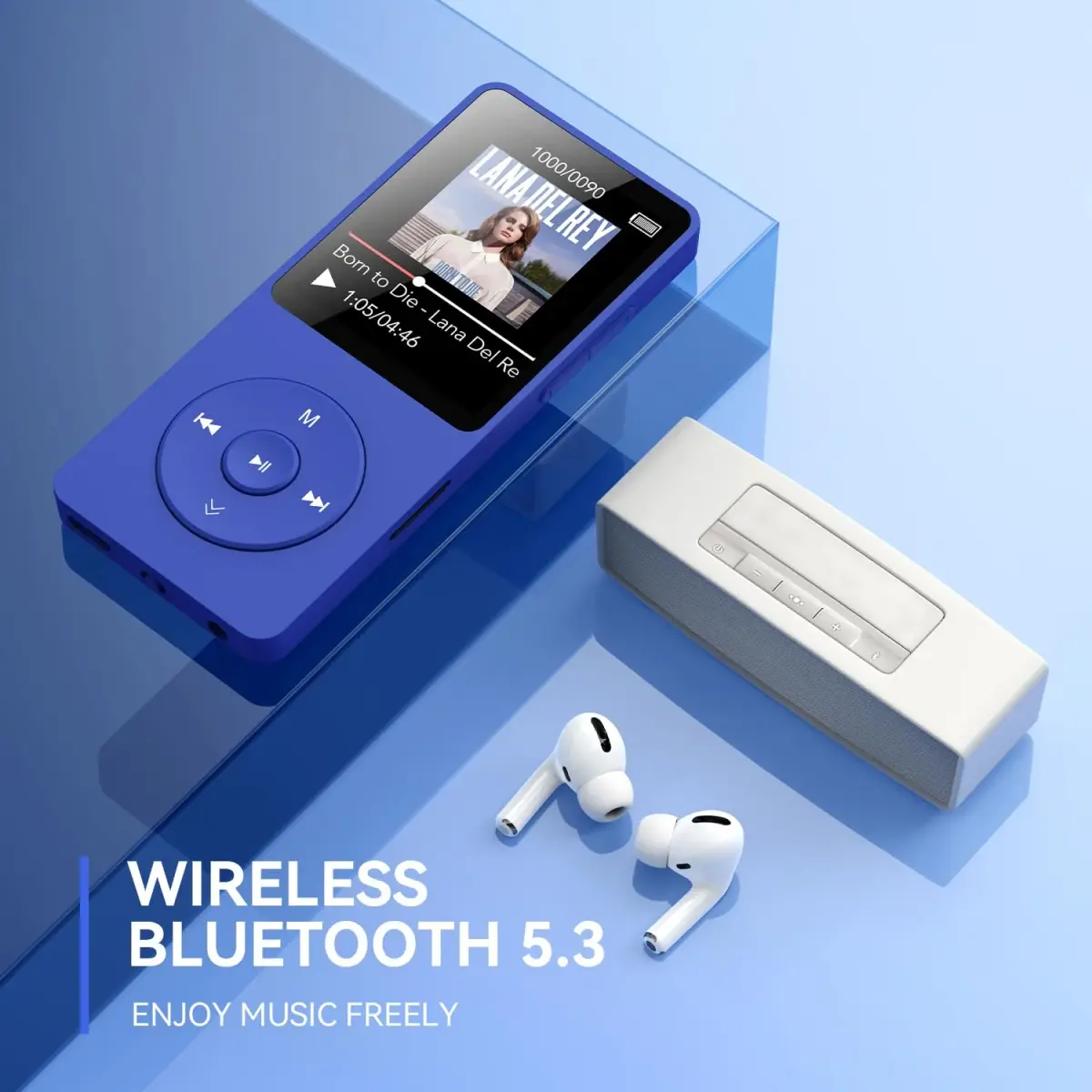 AGPTEK A02 MP3 Player 64GB Blue | Bluetooth 5.3 Portable Music Player with 40-Hour Playback - view 2