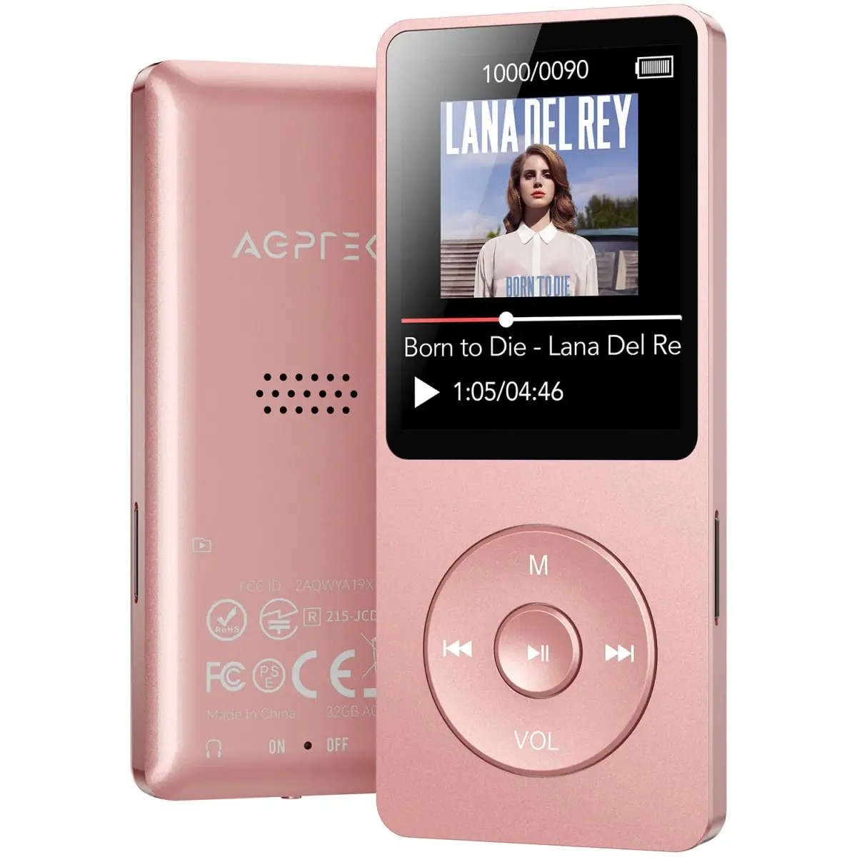 AGPTEK A02 MP3 Player Rose Gold 64GB (2.22 oz) | Bluetooth 5.3 Music Player with Speaker - main product image