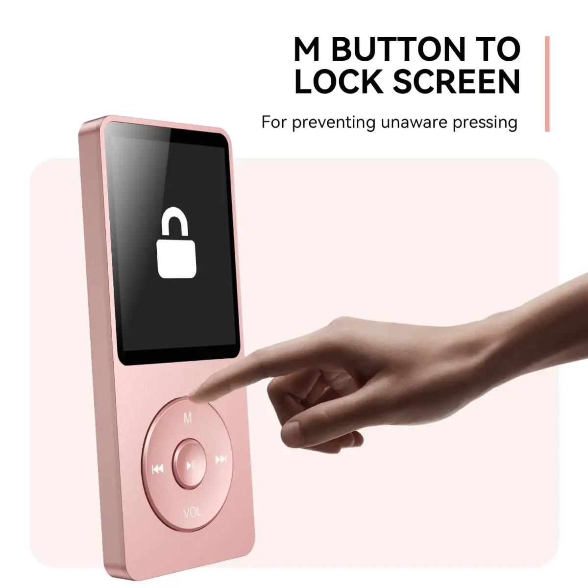 AGPTEK A02 MP3 Player Rose Gold 64GB (2.22 oz) | Bluetooth 5.3 Music Player with Speaker - view 8