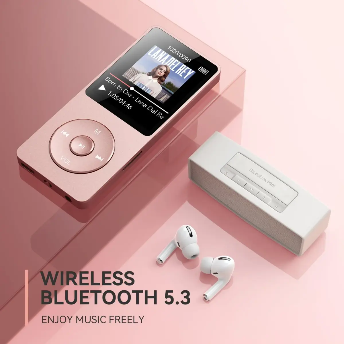 AGPTEK A02 MP3 Player Rose Gold 64GB (2.22 oz) | Bluetooth 5.3 Music Player with Speaker - view 2