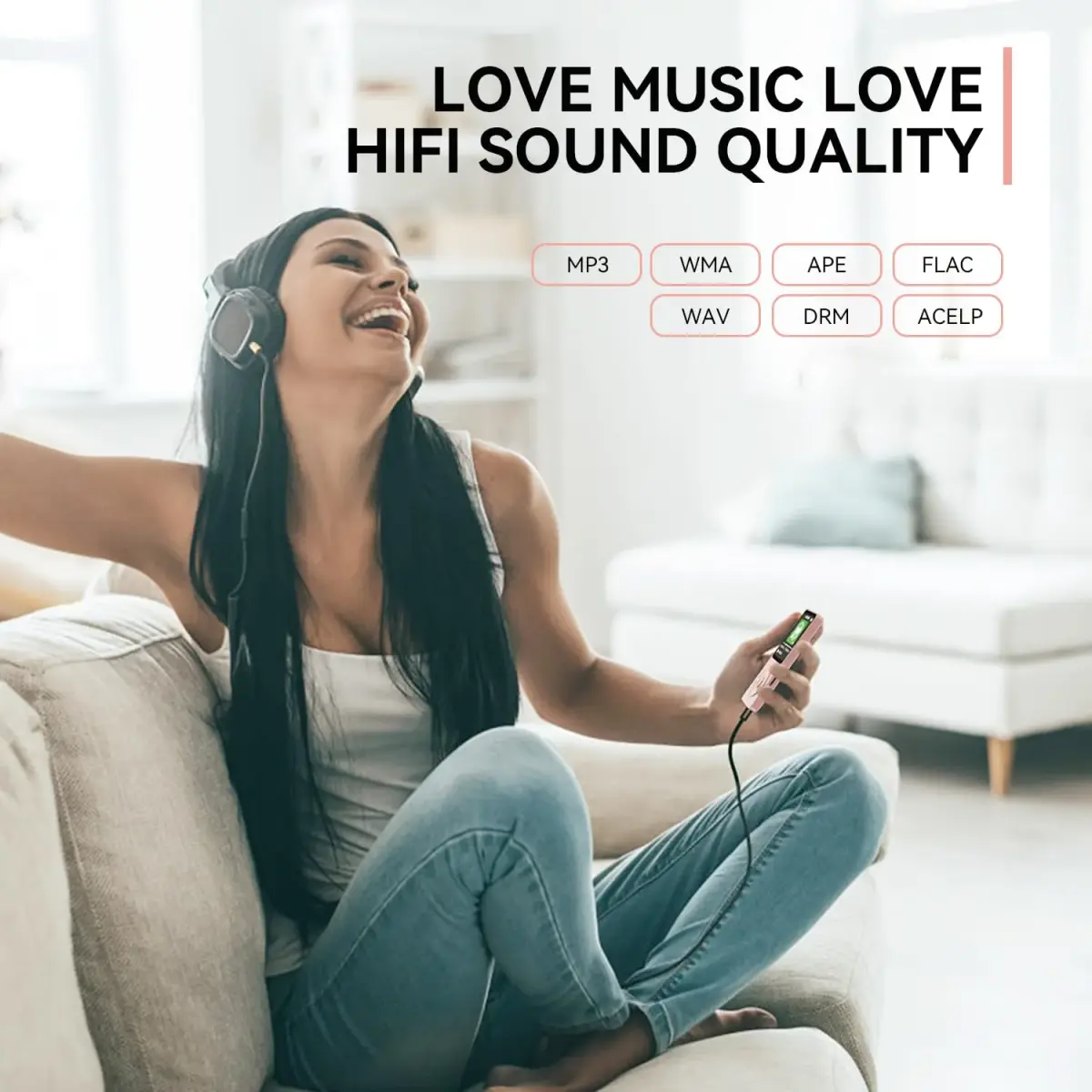 AGPTEK A02 MP3 Player Rose Gold 64GB (2.22 oz) | Bluetooth 5.3 Music Player with Speaker - view 3