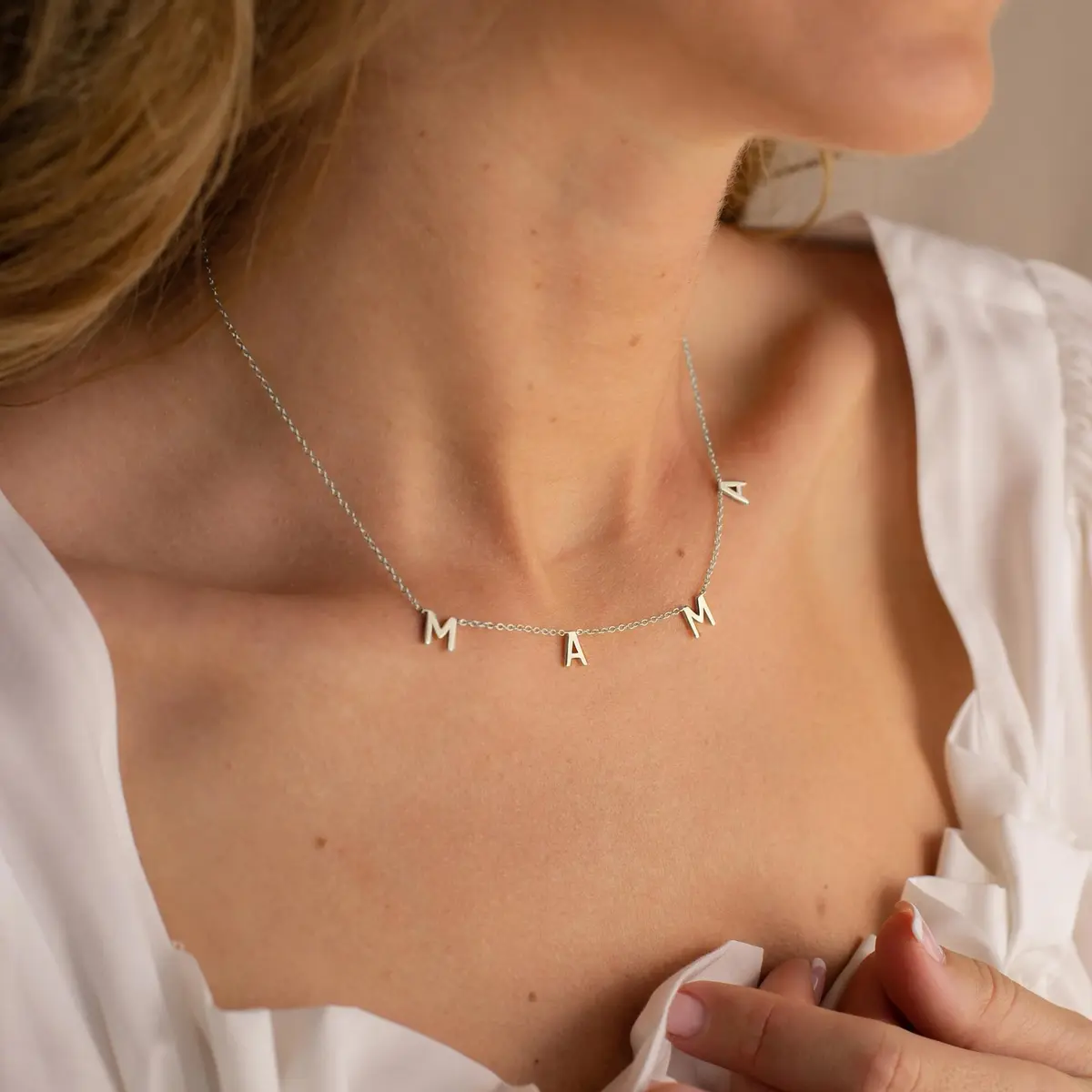 Eaciy Mothers Day Necklace for Women | Mama Pendant in Stainless Steel, 16" + 2" Extender - view 2