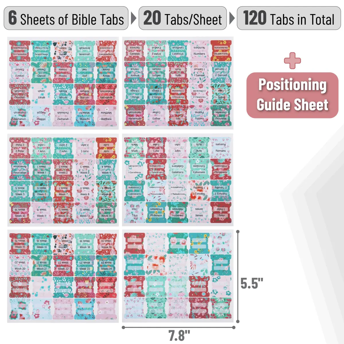 Mr. Pen Bible Tabs Floral Design 120 pcs | Laminated Tabs for Women - view 2