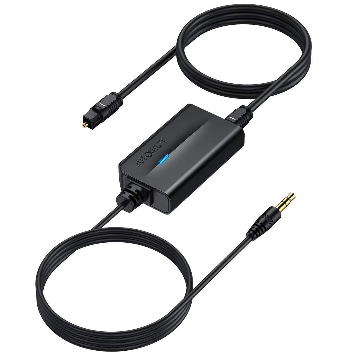 AUTOUTLET Optical to 3.5mm Converter | 192kHz/24-bit DAC | PCM Audio Output | Black - main product image