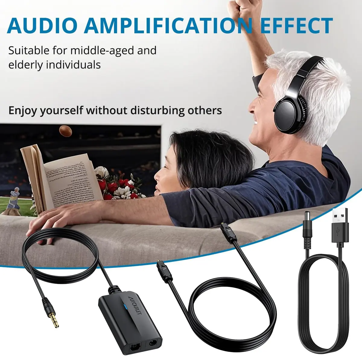 AUTOUTLET Optical to 3.5mm Converter | 192kHz/24-bit DAC | PCM Audio Output | Black - view 7