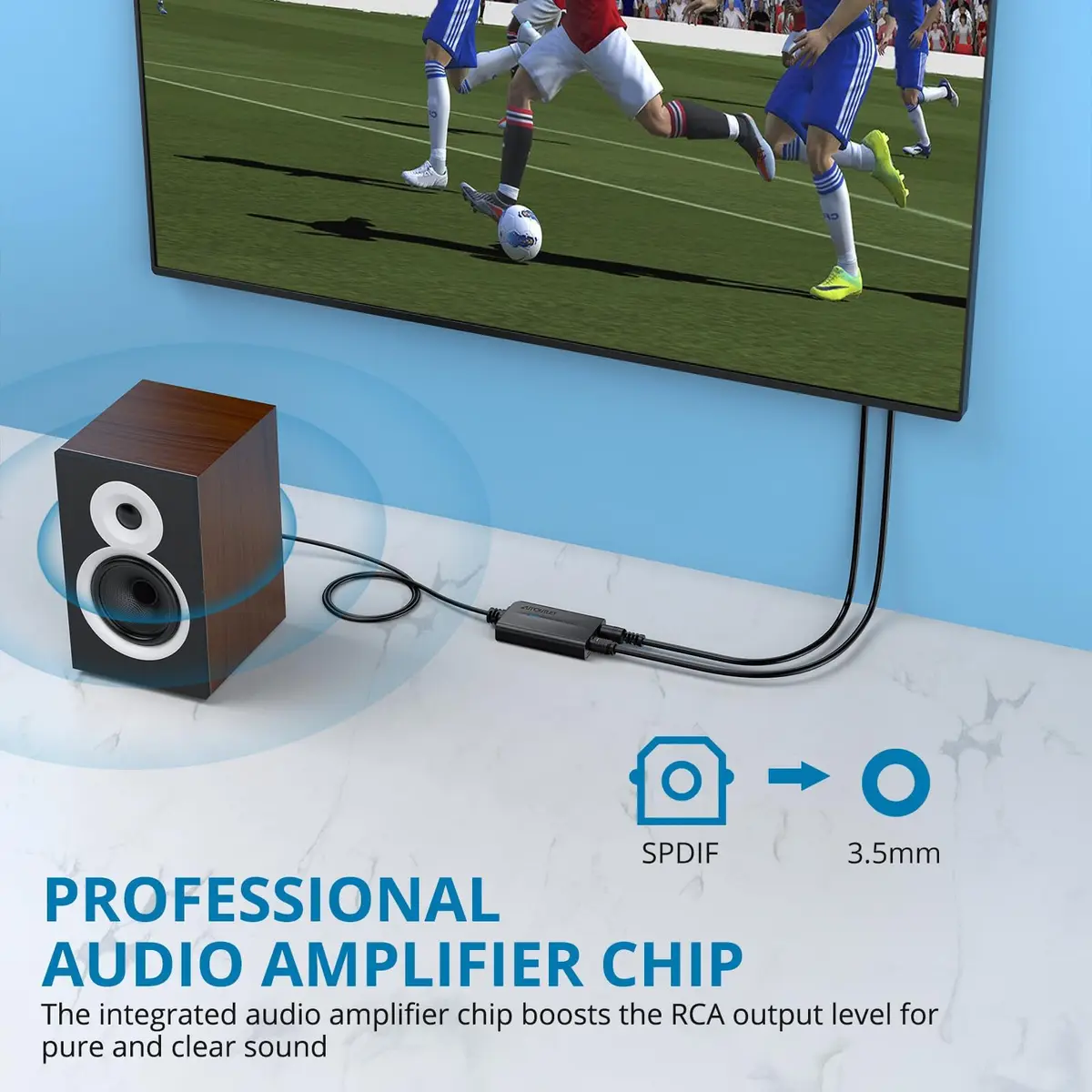 AUTOUTLET Optical to 3.5mm Converter | 192kHz/24-bit DAC | PCM Audio Output | Black - view 4