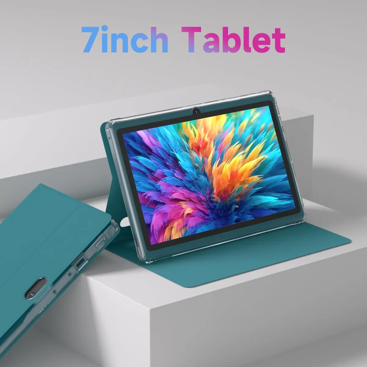HOTTABLET 7-Inch Android 14 Tablet with Case, 8GB RAM (3+5GB Expand) + 32GB ROM, IPS Screen, Dual Camera, WiFi (Navy) - view 2