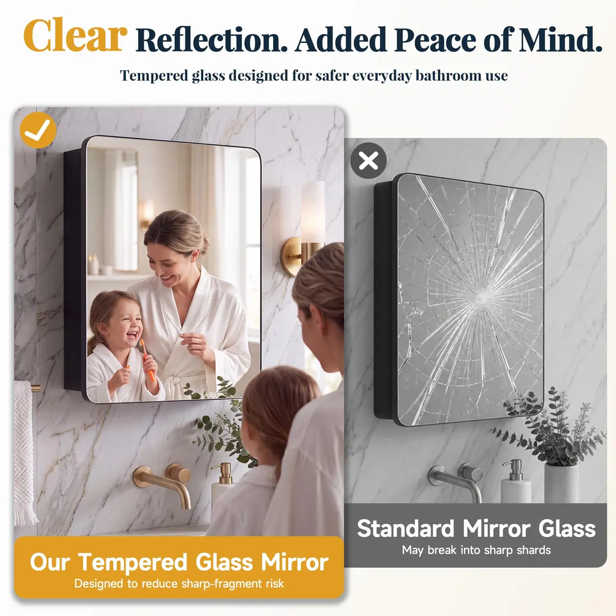 GoTiling 16x20 Medicine Cabinet with Mirror, Black Aluminum, Pre-Assembled | Modern Wall Mount Design - view 5