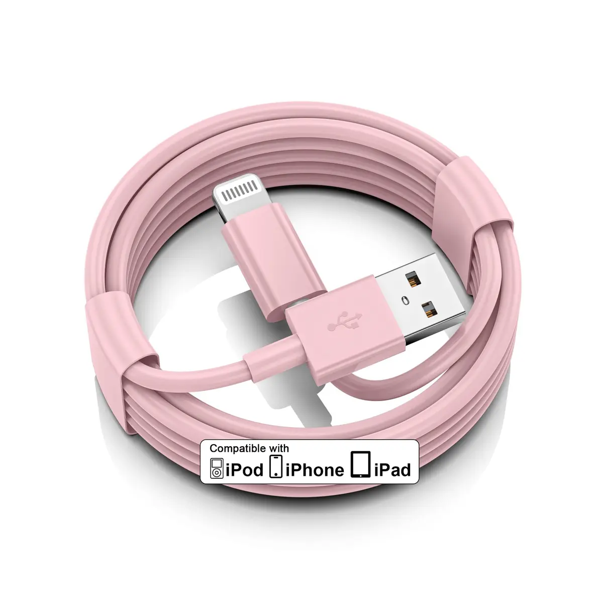 FUPYWP iPhone Car Charger Cord, USB to Lightning Cable, 3FT Pink | CarPlay Compatible & Durable - main product image