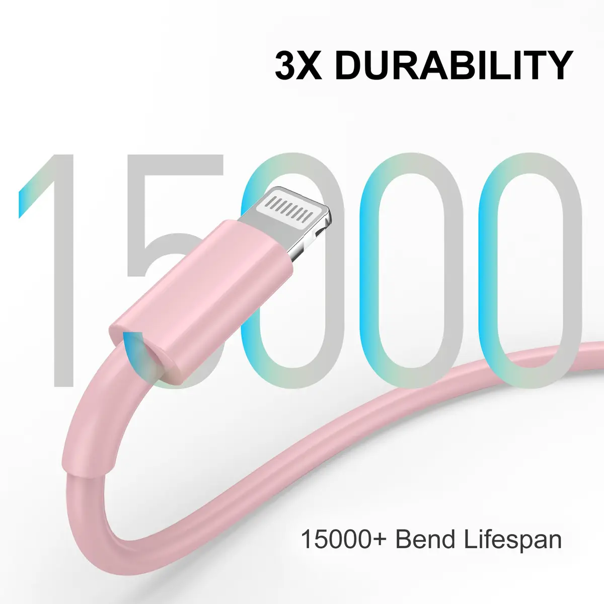 FUPYWP iPhone Car Charger Cord, USB to Lightning Cable, 3FT Pink | CarPlay Compatible & Durable - view 8