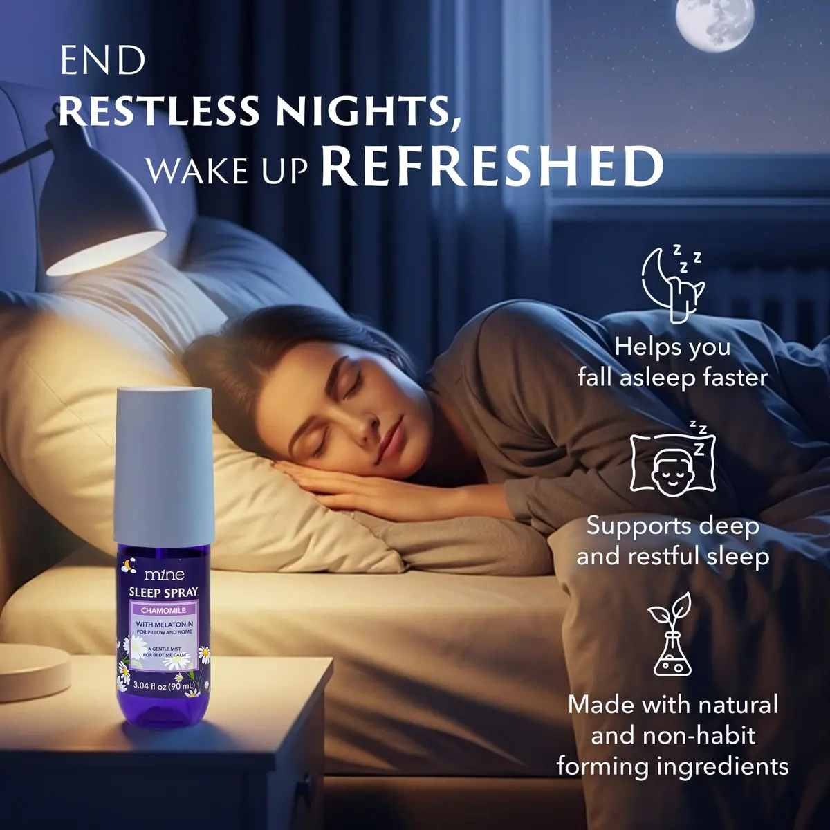 Mine Chamomile & Lavender Sleep Spray 90ml (3.04 fl oz) | Natural Essential Oils for Deep Sleep - view 8