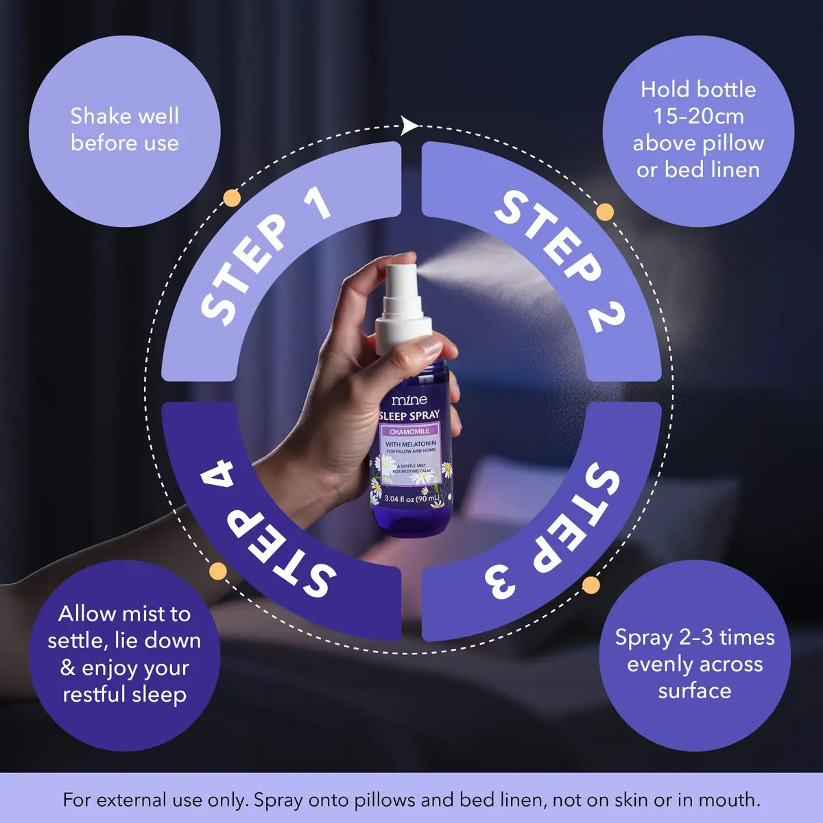 Mine Chamomile & Lavender Sleep Spray 90ml (3.04 fl oz) | Natural Essential Oils for Deep Sleep - view 9
