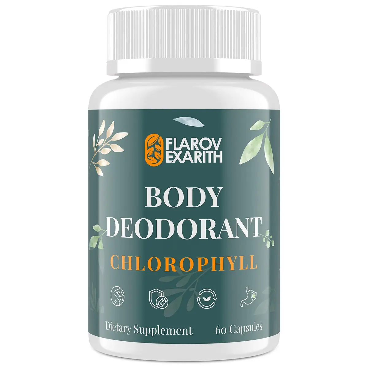 Flarovexarith Women's Body Deodorizing Supplement – Chlorophyll Capsules for Odor, Breath & Gut Detox (60 Caps) | Vegan with Matcha & Apple Cider Vinegar - main product image